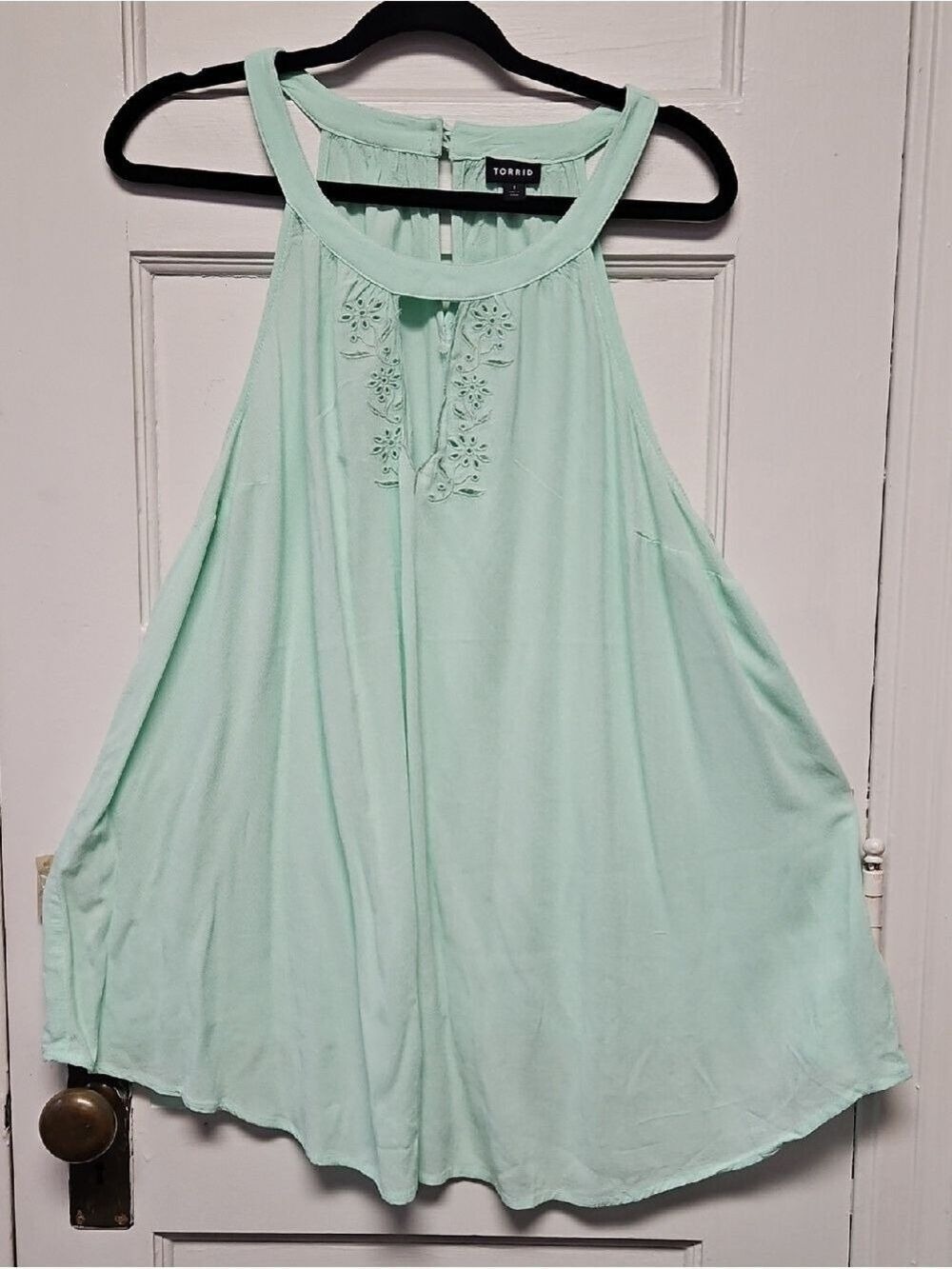 torrid Mint Halter Embroidered Swing Tank